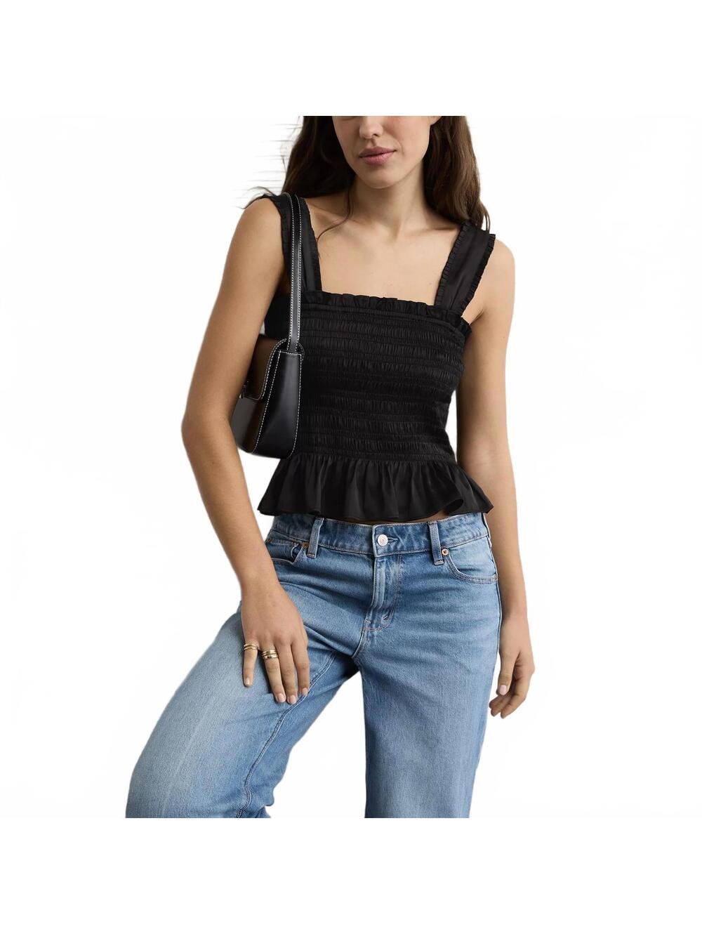 AE Smocked Tank Top American Eagle NWT Black Medium
